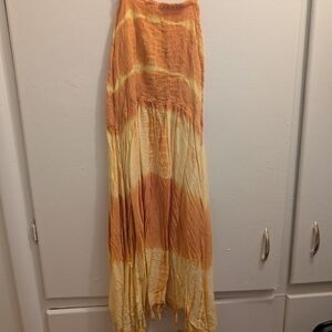 Orange and Yellow Tie-Dye Maxi Skirt